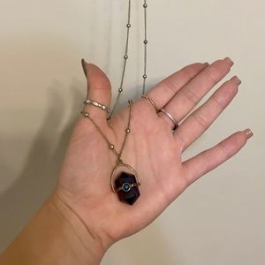 Long dark blue/purple gem stone necklace